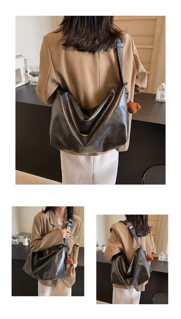 Women's Large Capacity Brown Leather Shoulder Bag 2024 — feature 12