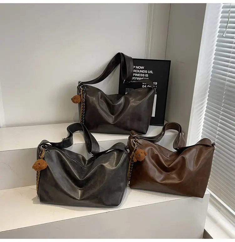 Women's Large Capacity Brown Leather Shoulder Bag 2024 — feature 14