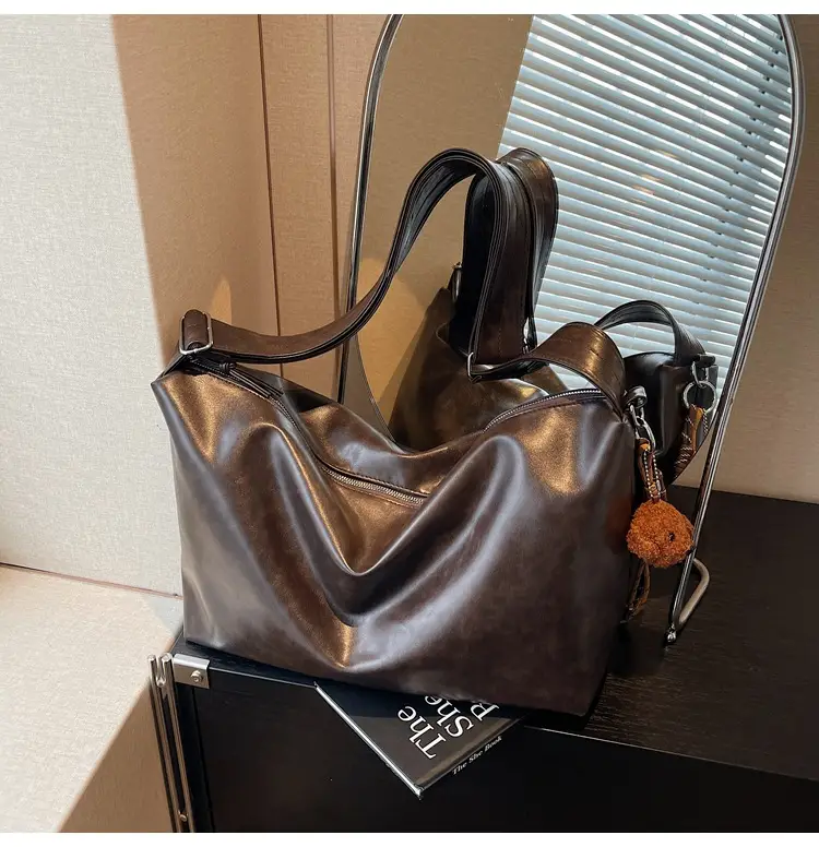 Women's Large Capacity Brown Leather Shoulder Bag 2024 — feature 16