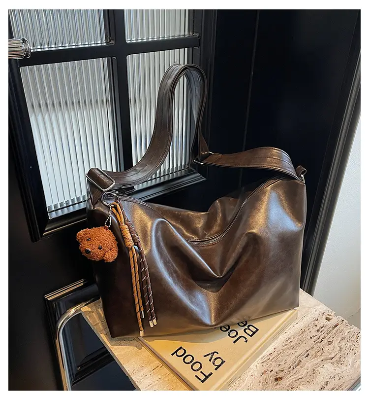 Women's Large Capacity Brown Leather Shoulder Bag 2024 — feature 3