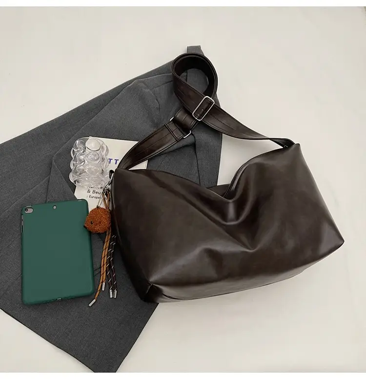 Women's Large Capacity Brown Leather Shoulder Bag 2024 — feature 45