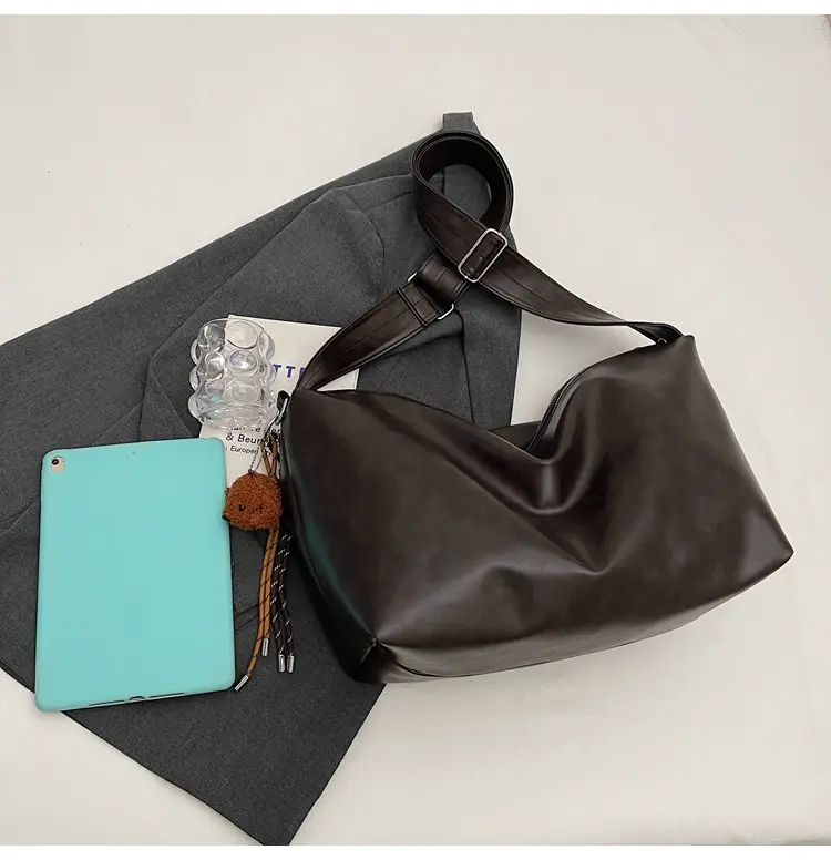 Women's Large Capacity Brown Leather Shoulder Bag 2024 — feature 46