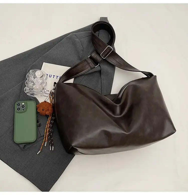 Women's Large Capacity Brown Leather Shoulder Bag 2024 — feature 48
