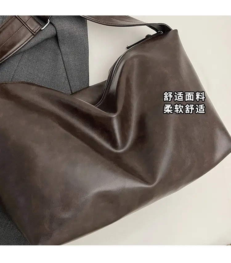 Women's Large Capacity Brown Leather Shoulder Bag 2024 — feature 5