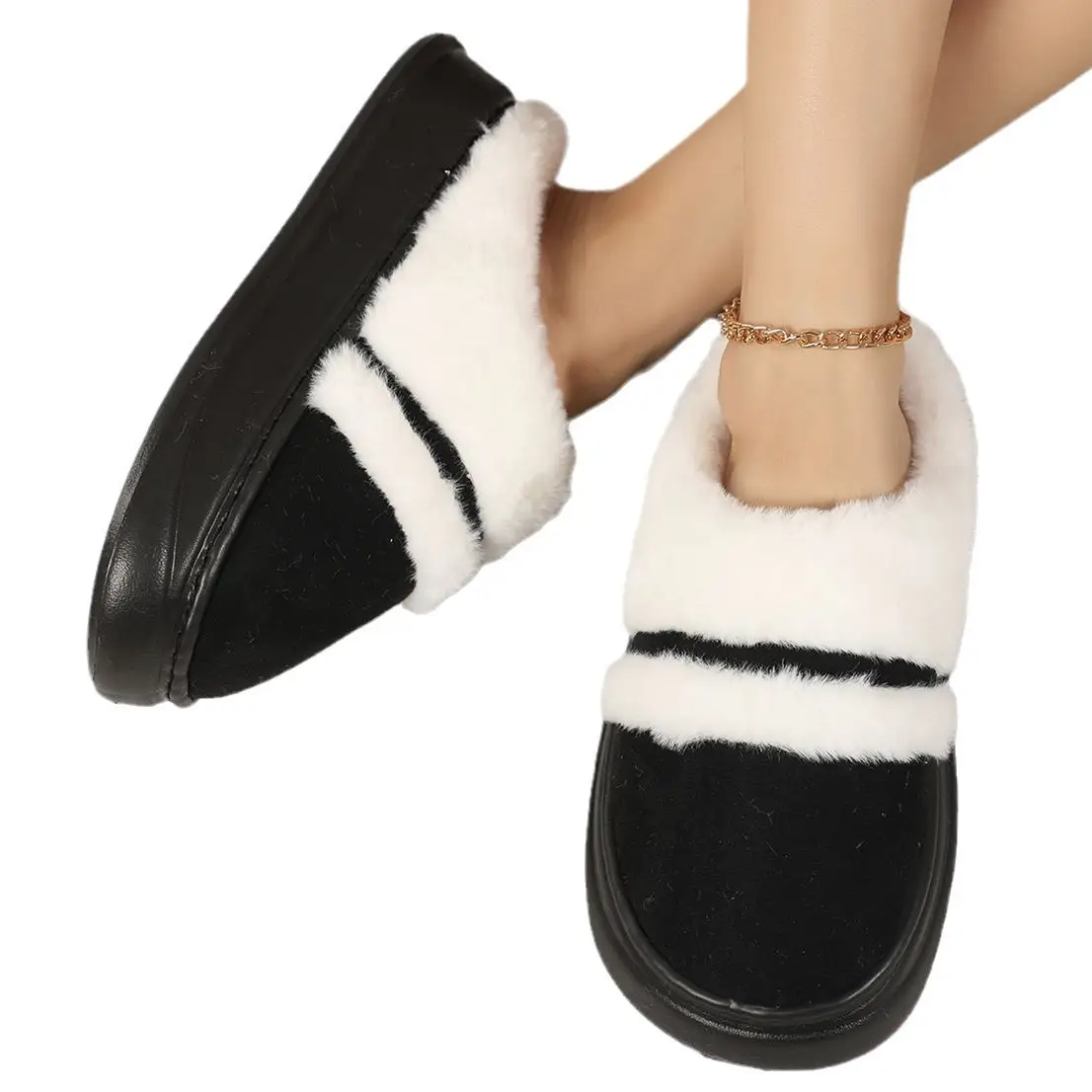 Women Cotton Maillard Slippers Winter Indoor Warm Thick Bottom - Image 5