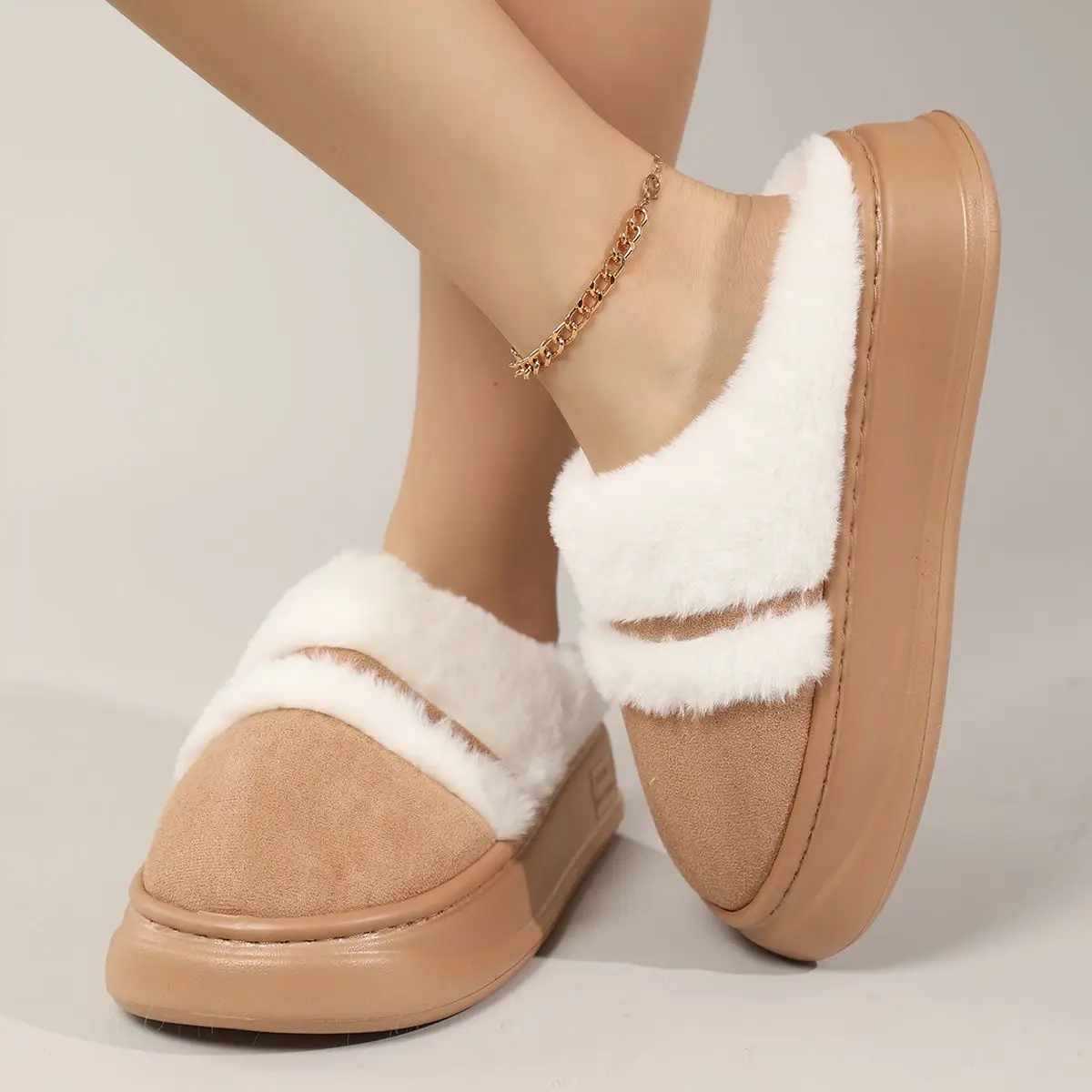 Women Cotton Maillard Slippers Winter Indoor Warm Thick Bottom — feature 2