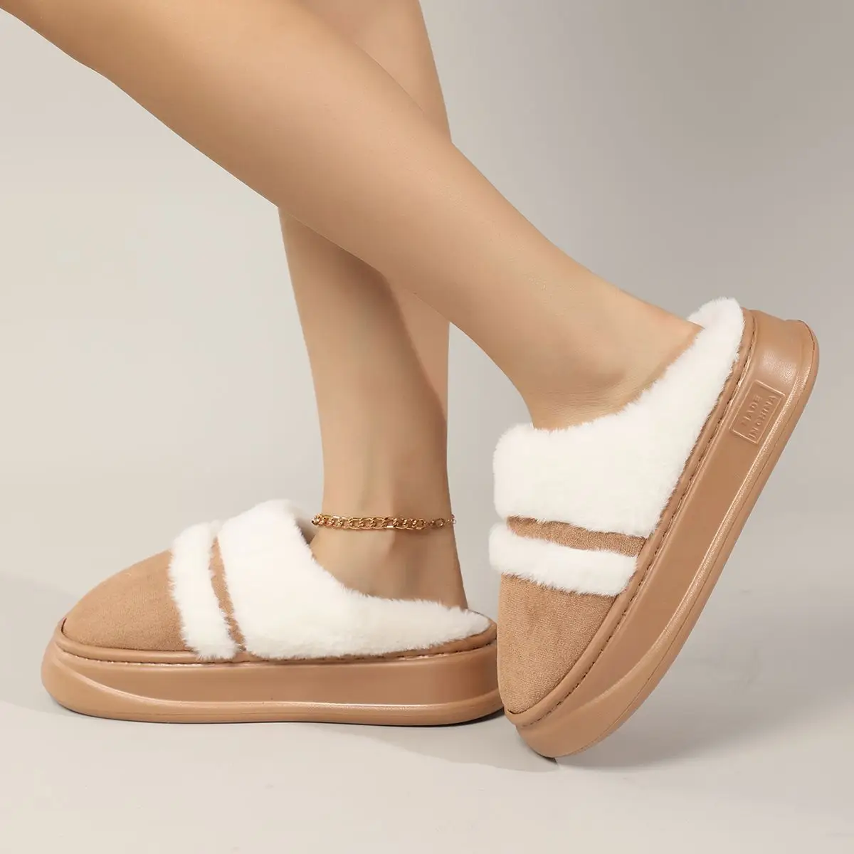 Women Cotton Maillard Slippers Winter Indoor Warm Thick Bottom — feature 3