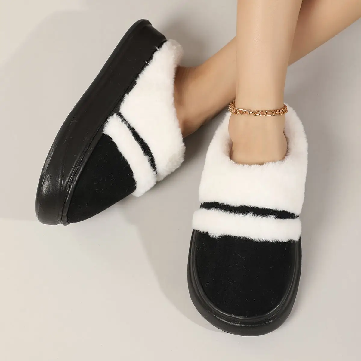 Women Cotton Maillard Slippers Winter Indoor Warm Thick Bottom — feature 5