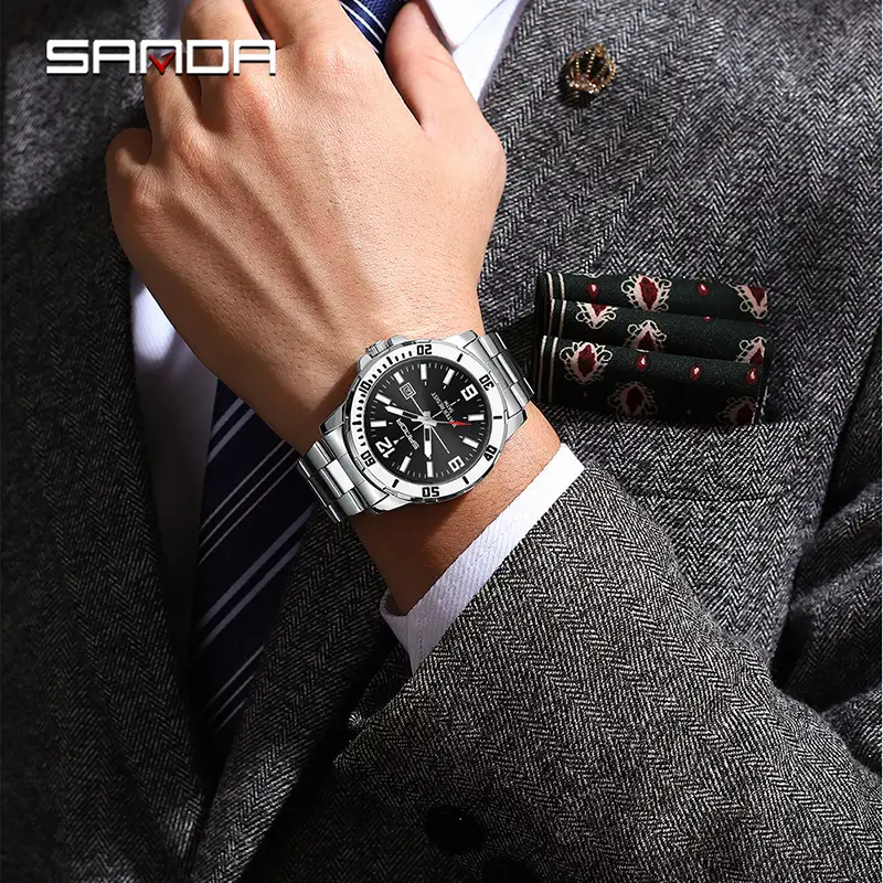 Sanda Gold Watch Waterproof Luminous Quartz Steel Band - Image 9