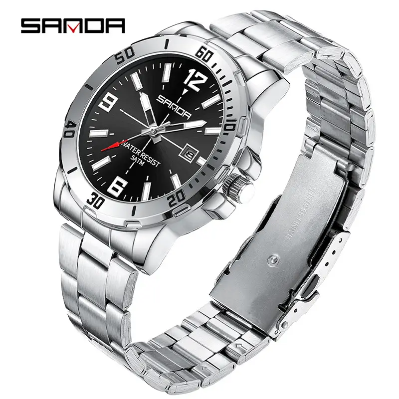 Sanda Gold Watch Waterproof Luminous Quartz Steel Band - Image 2