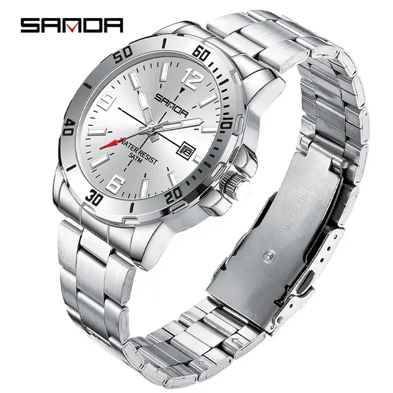 Sanda Gold Watch Waterproof Luminous Quartz Steel Band - Image 3