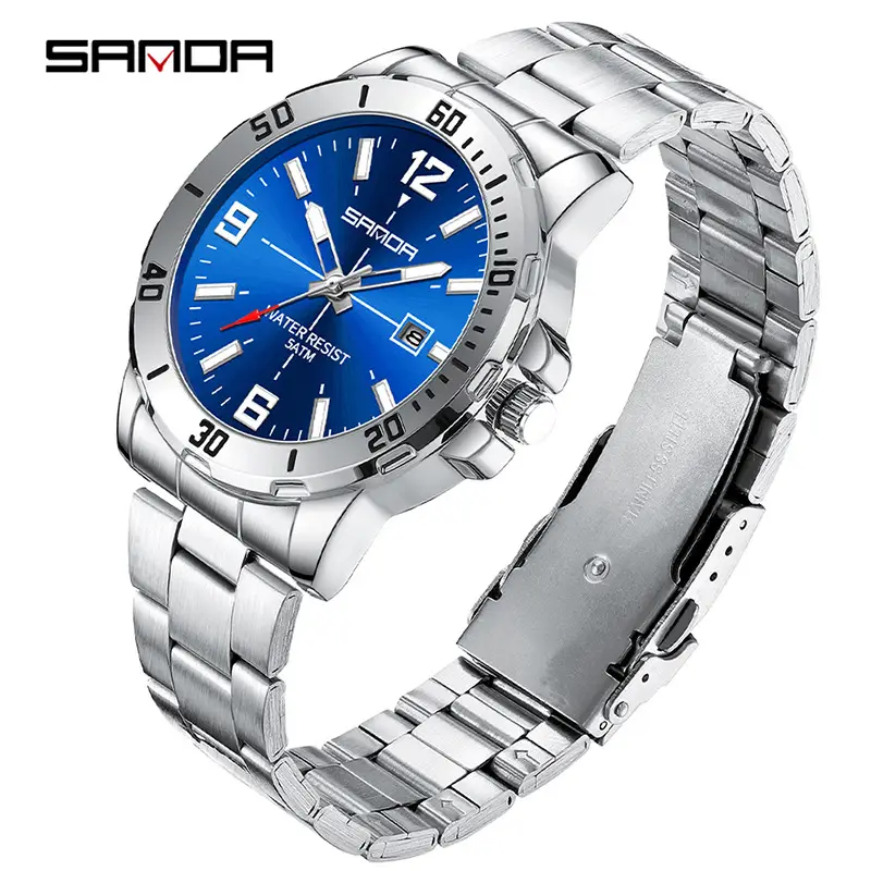 Sanda Gold Watch Waterproof Luminous Quartz Steel Band - Image 4