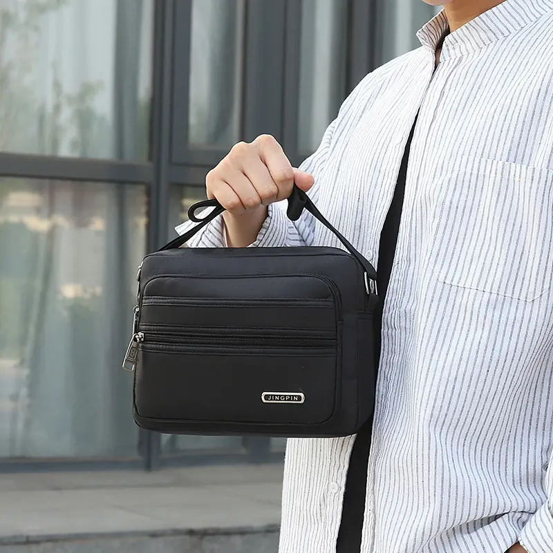 Men's Black Multi-Layer Shoulder Bag 2026 - Image 12