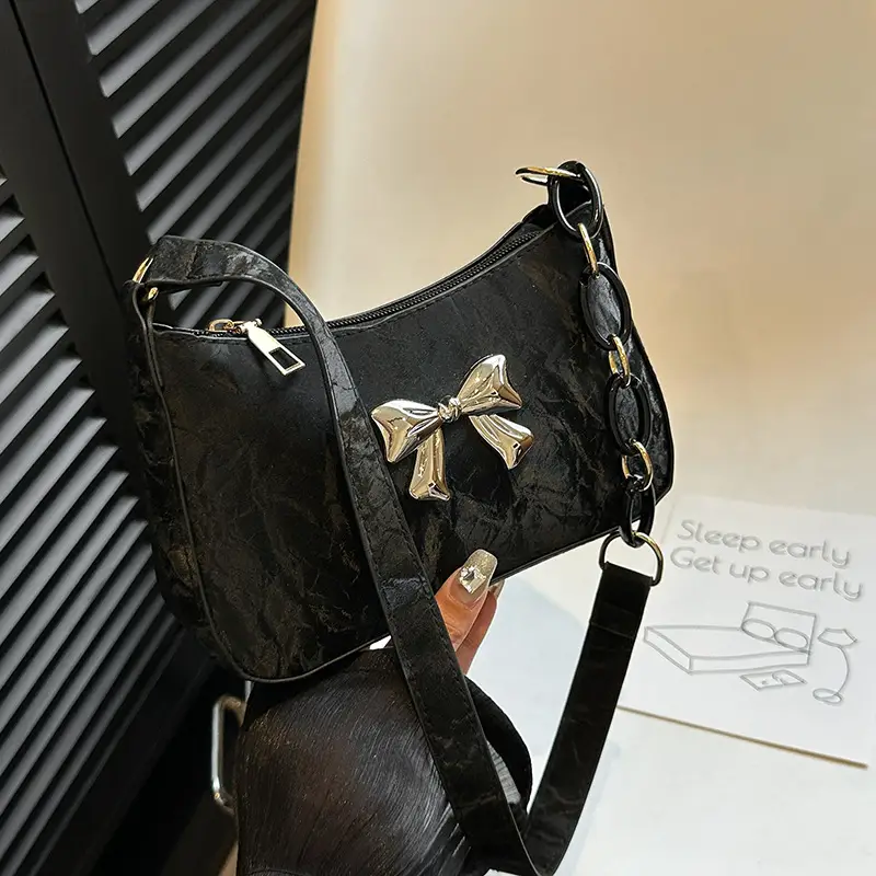 Women's Pink Bow Chain Shoulder Bag 2024 Winter - Image 6