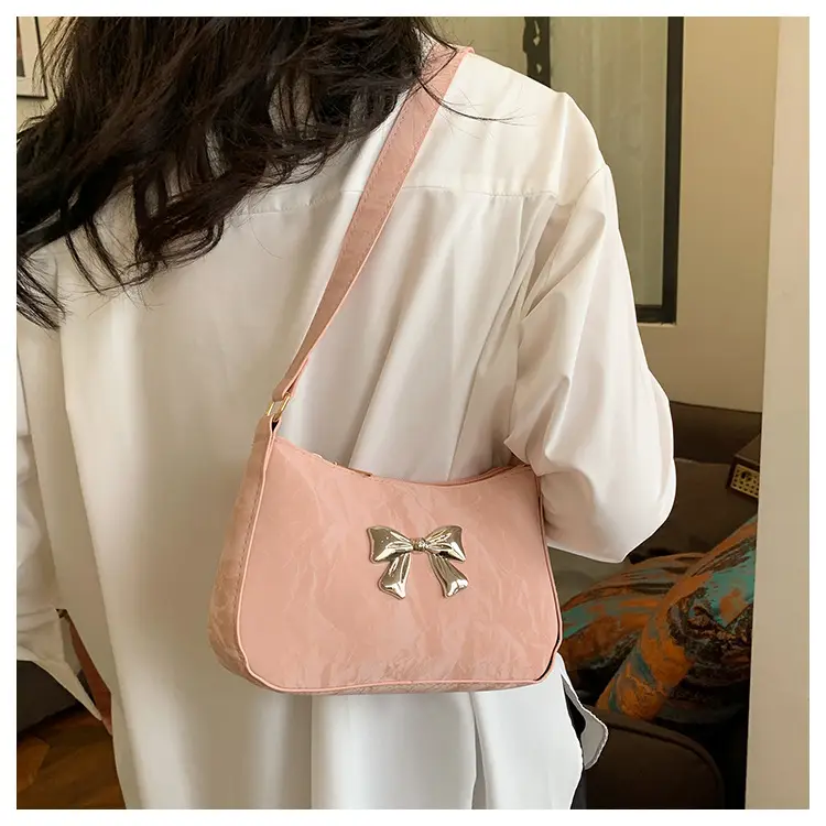 Women's Pink Bow Chain Shoulder Bag 2024 Winter — feature 13