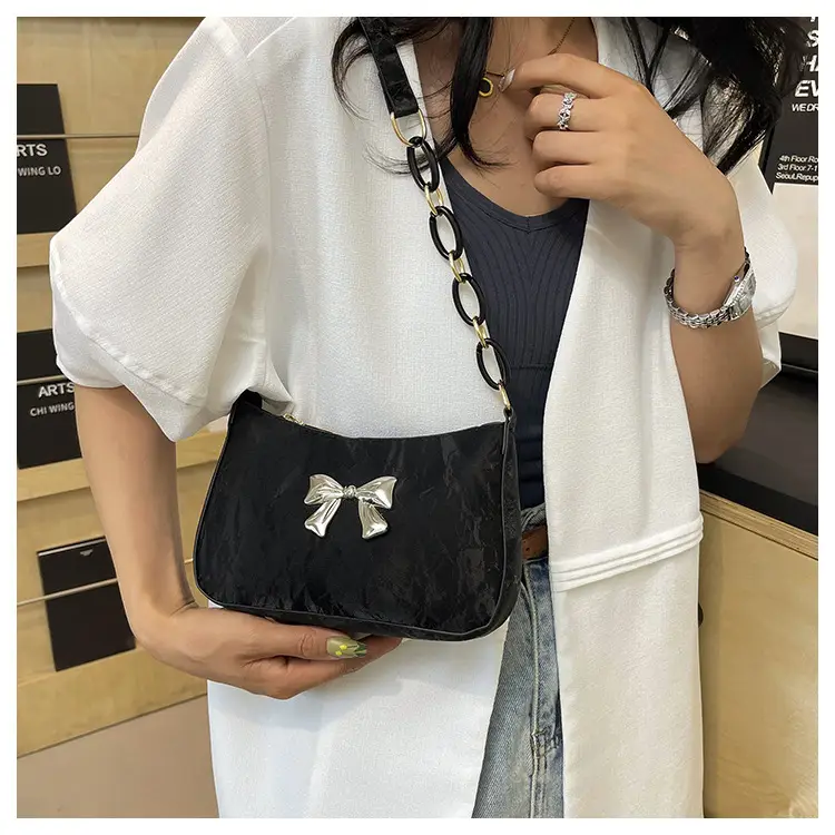 Women's Pink Bow Chain Shoulder Bag 2024 Winter — feature 14