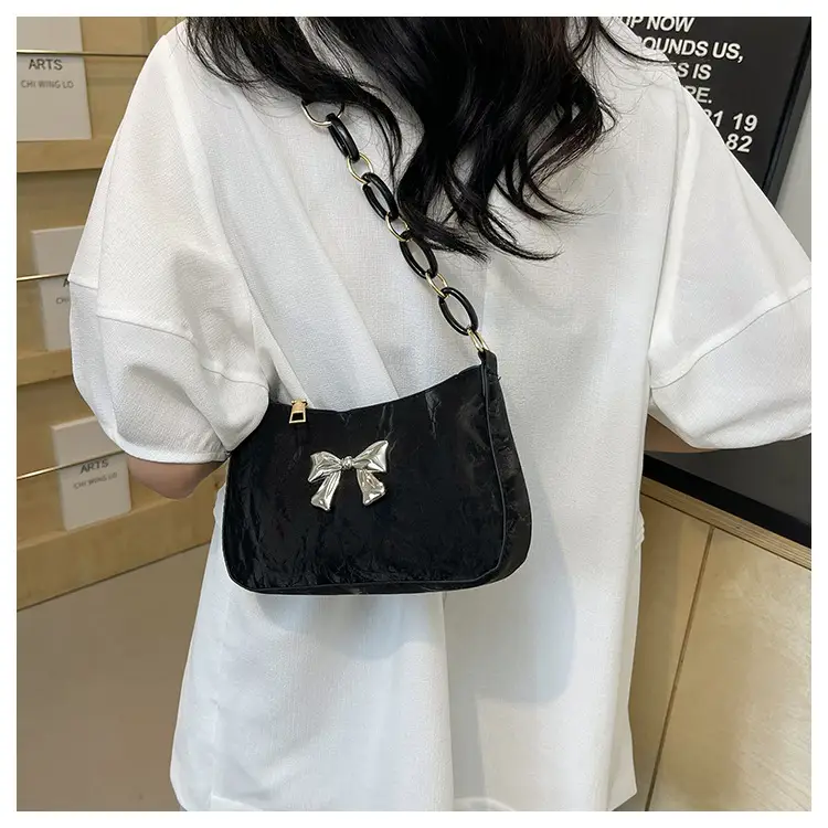 Women's Pink Bow Chain Shoulder Bag 2024 Winter — feature 16