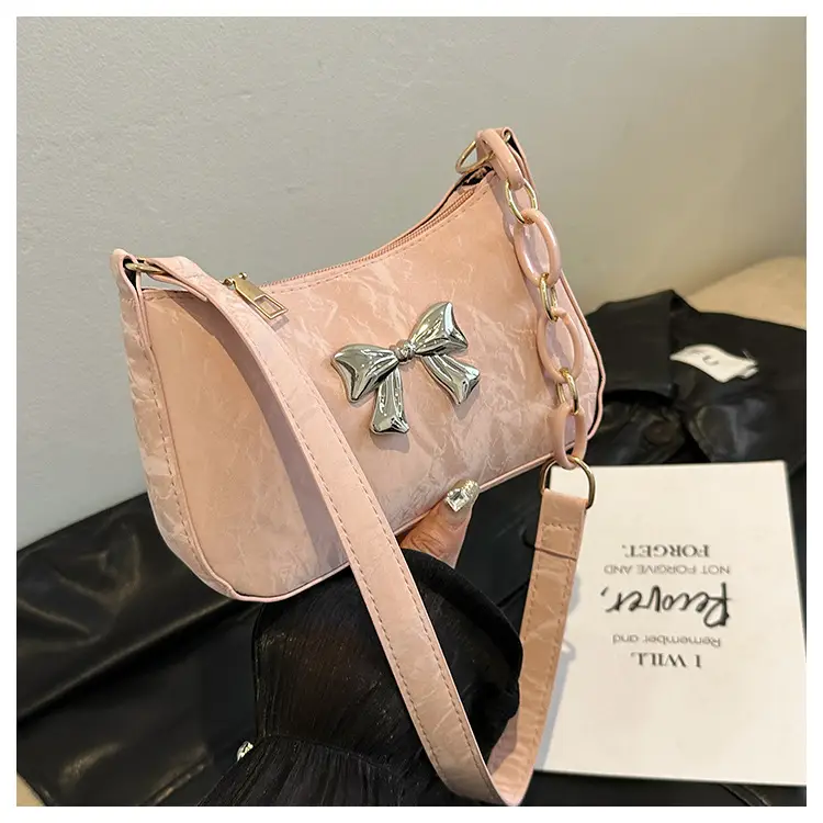 Women's Pink Bow Chain Shoulder Bag 2024 Winter — feature 21