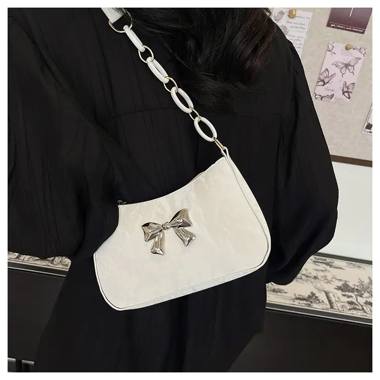 Women's Pink Bow Chain Shoulder Bag 2024 Winter — feature 9