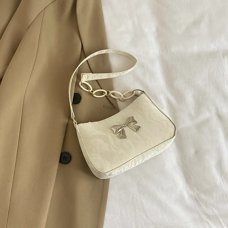 Women's Pink Bow Chain Shoulder Bag 2024 Winter - Image 2