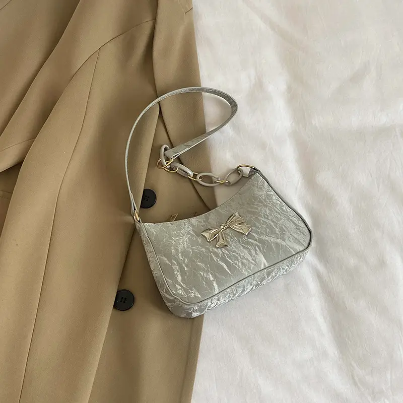Women's Pink Bow Chain Shoulder Bag 2024 Winter - Image 4