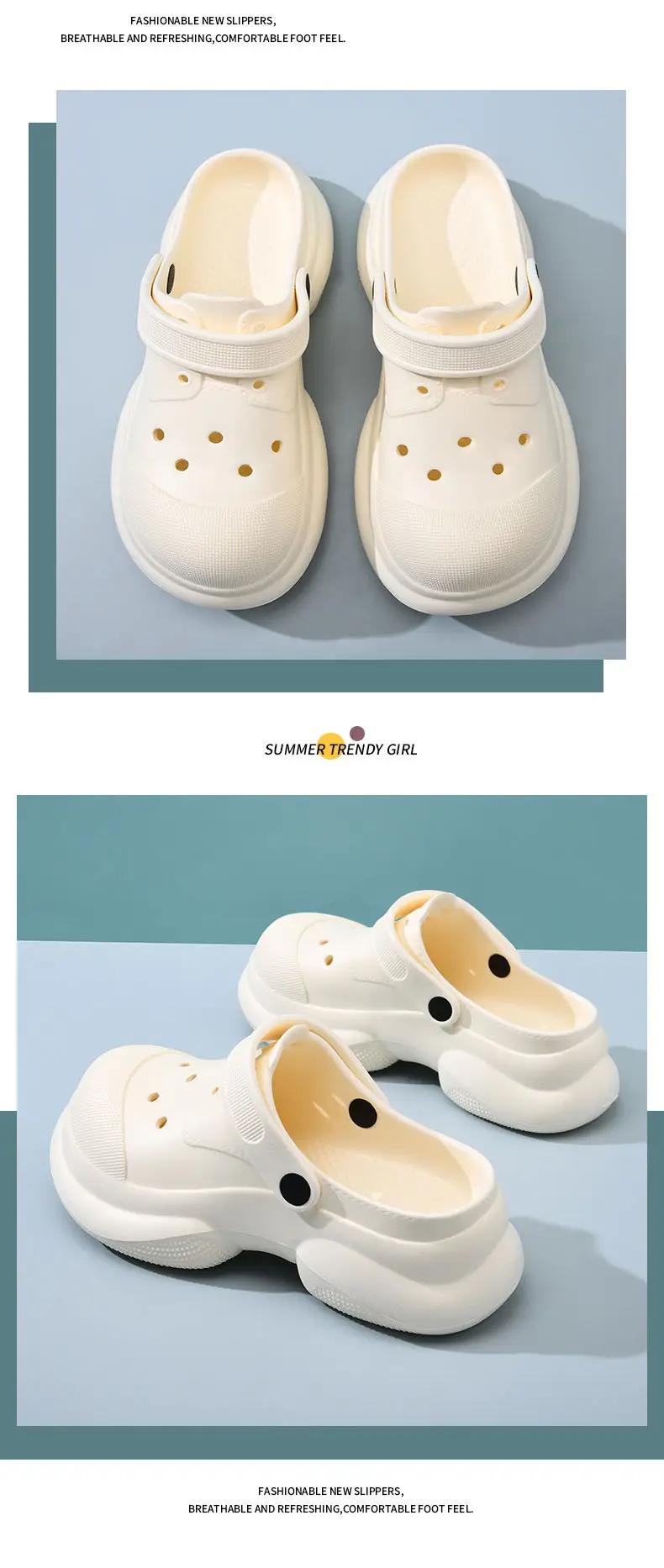 Thick-soled heightening hole shoes women's summer non-slip slippers wear-resistant non-stinky feet outdoor wear beach EVA muffin baotou — feature 13
