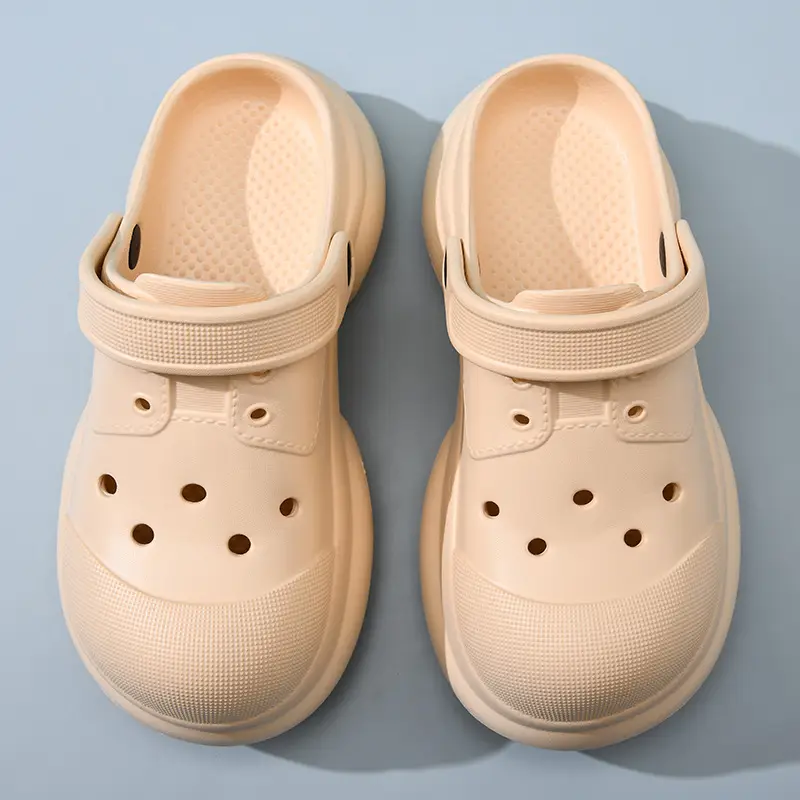 Thick-soled heightening hole shoes women's summer non-slip slippers wear-resistant non-stinky feet outdoor wear beach EVA muffin baotou - Image 2