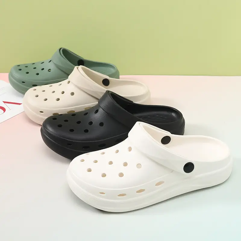 Women's Hole Shoes Non-slip Patch Thick-soled Lightweight Soft Baotou Summer Wear-resistant Height-increasing Breathable Sandals for Men - Image 6
