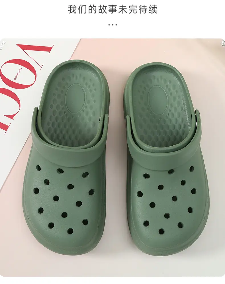 Women's Hole Shoes Non-slip Patch Thick-soled Lightweight Soft Baotou Summer Wear-resistant Height-increasing Breathable Sandals for Men — feature 13