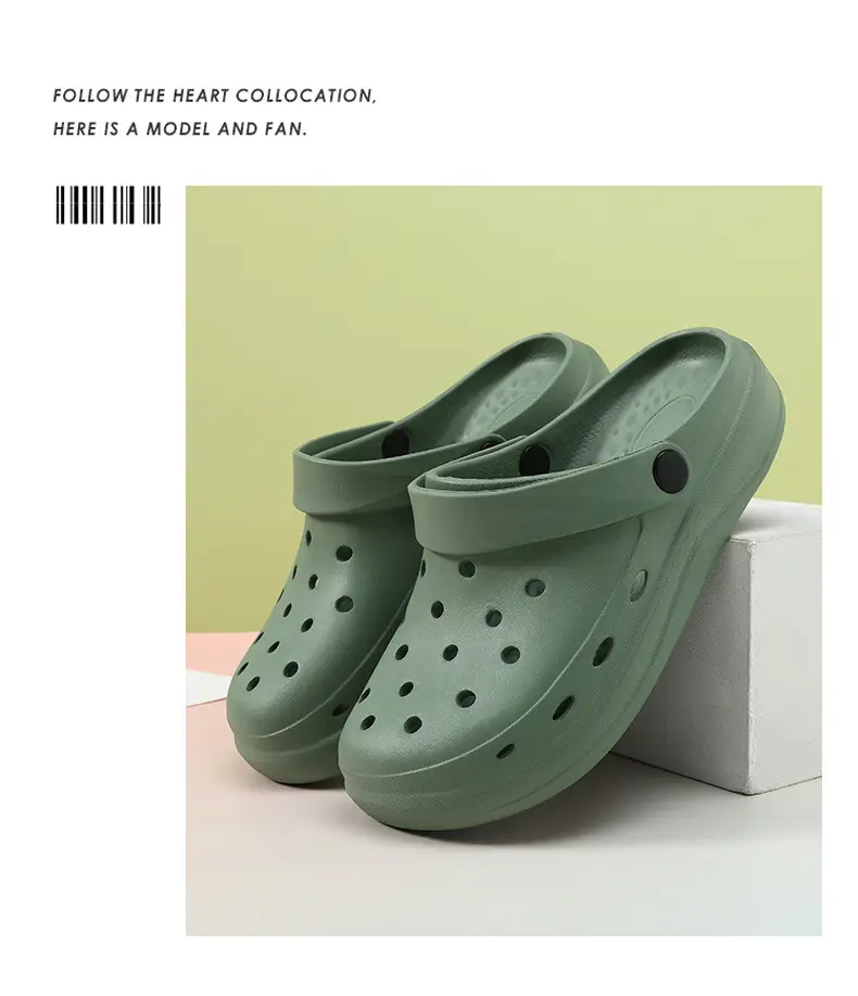 Women's Hole Shoes Non-slip Patch Thick-soled Lightweight Soft Baotou Summer Wear-resistant Height-increasing Breathable Sandals for Men — feature 14