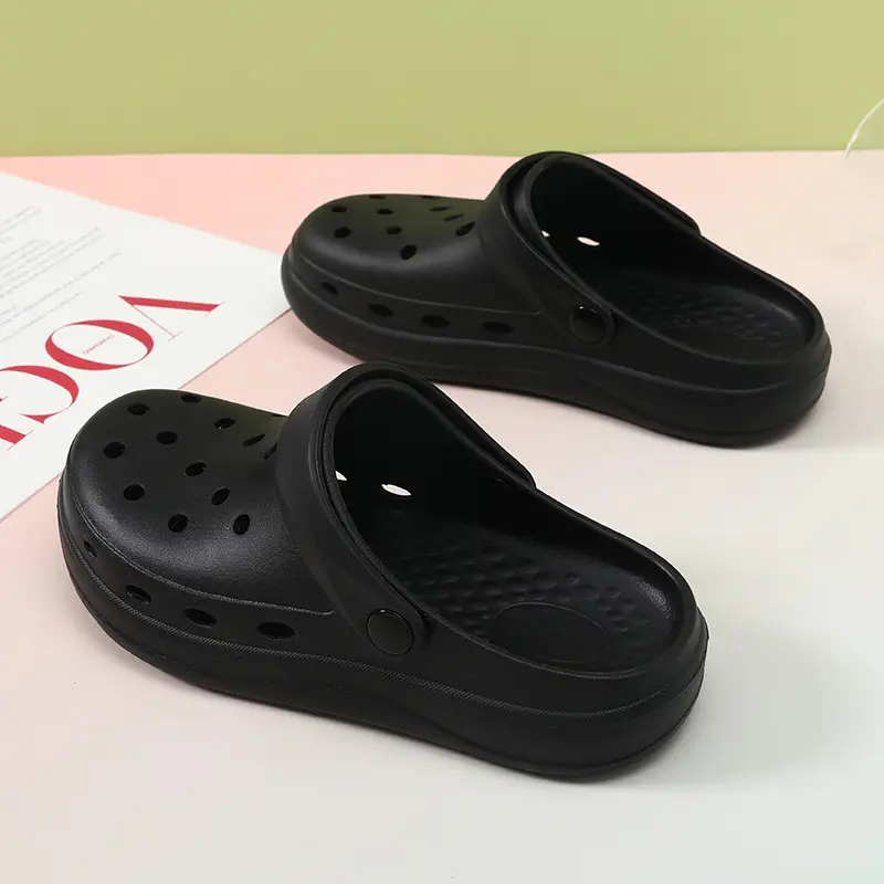 Women's Hole Shoes Non-slip Patch Thick-soled Lightweight Soft Baotou Summer Wear-resistant Height-increasing Breathable Sandals for Men - Image 3