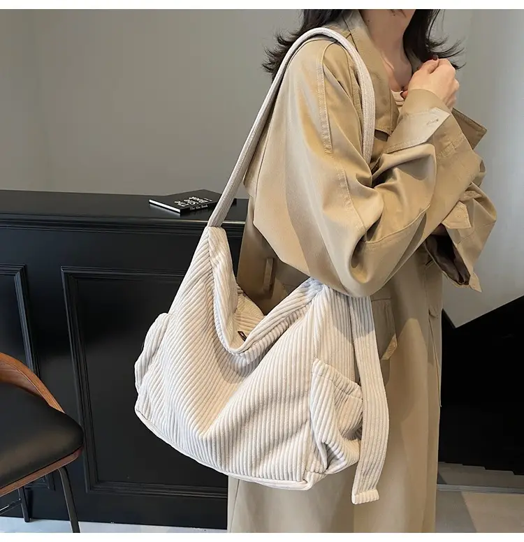 Large Capacity Corduroy Shoulder Bag for Girls — feature 10