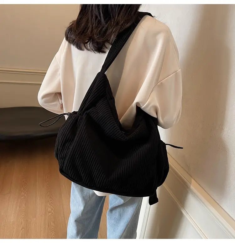Large Capacity Corduroy Shoulder Bag for Girls — feature 13