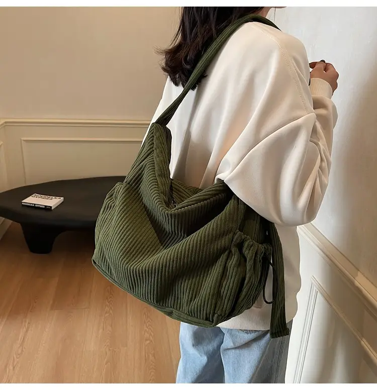 Large Capacity Corduroy Shoulder Bag for Girls — feature 15