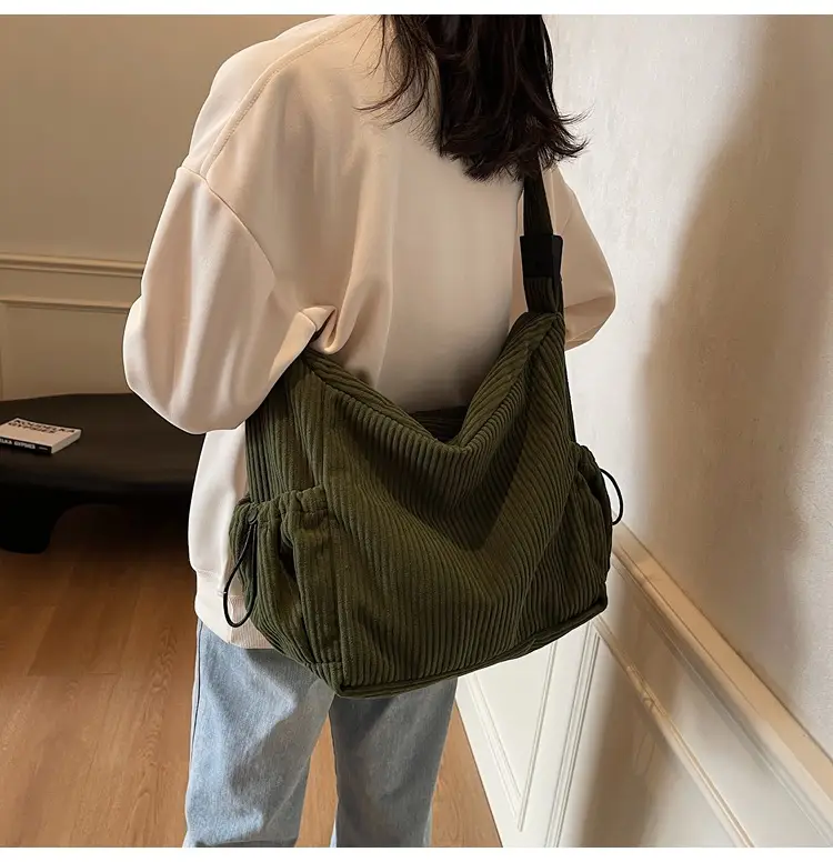 Large Capacity Corduroy Shoulder Bag for Girls — feature 16