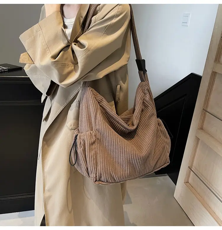 Large Capacity Corduroy Shoulder Bag for Girls — feature 19
