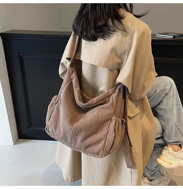 Large Capacity Corduroy Shoulder Bag for Girls — feature 20