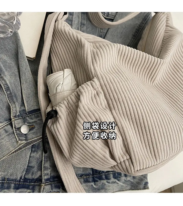 Large Capacity Corduroy Shoulder Bag for Girls — feature 6
