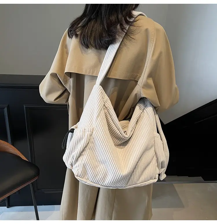 Large Capacity Corduroy Shoulder Bag for Girls — feature 9