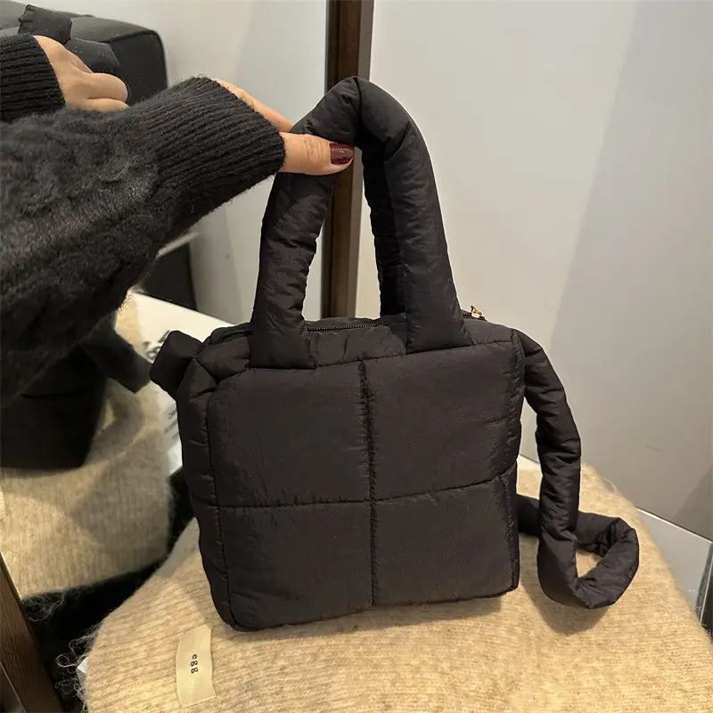 Pink Cotton Padded Shoulder Bag for Women 2024 - Image 8