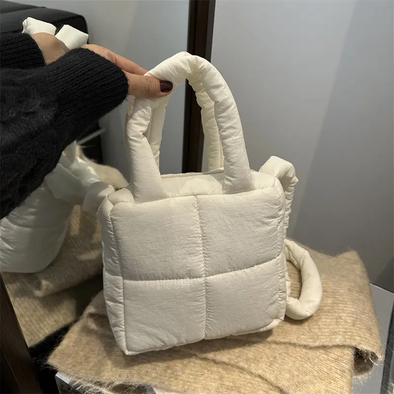 Pink Cotton Padded Shoulder Bag for Women 2024 - Image 9
