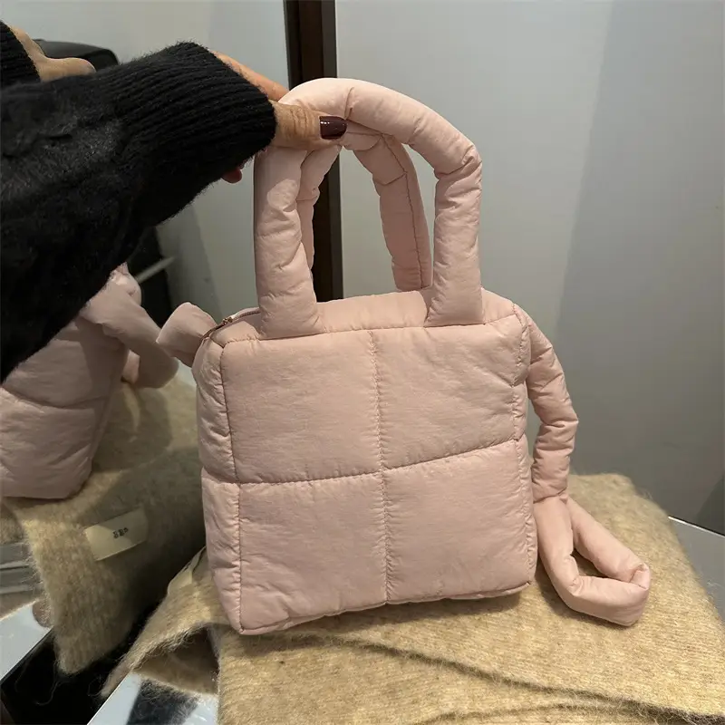 Pink Cotton Padded Shoulder Bag for Women 2024 - Image 10