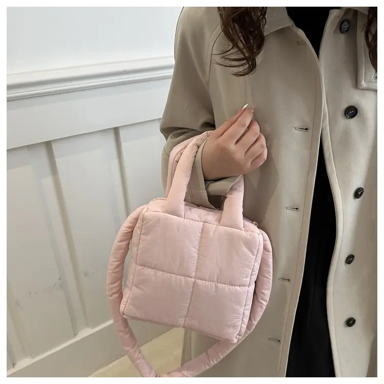 Pink Cotton Padded Shoulder Bag for Women 2024 — feature 21