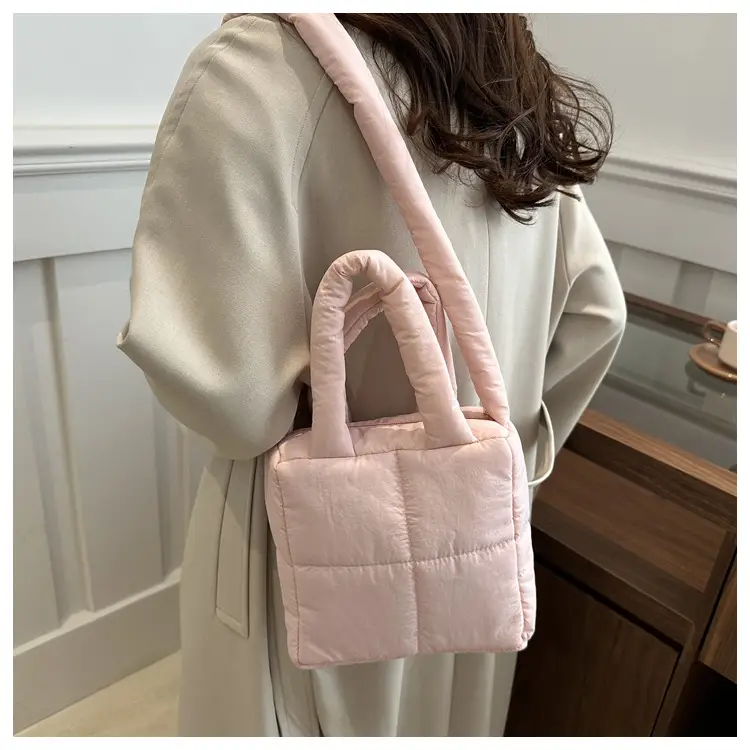 Pink Cotton Padded Shoulder Bag for Women 2024 — feature 23