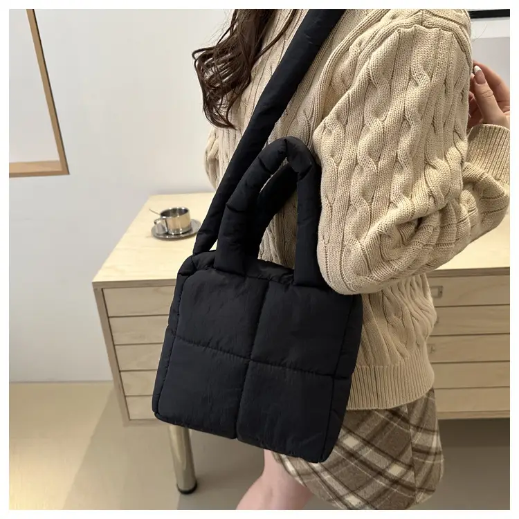 Pink Cotton Padded Shoulder Bag for Women 2024 — feature 27