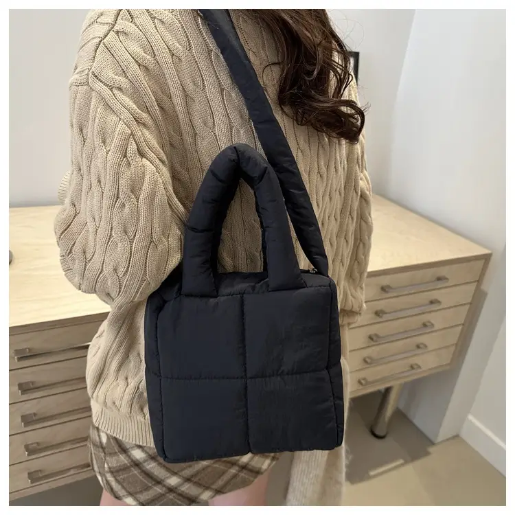 Pink Cotton Padded Shoulder Bag for Women 2024 — feature 28