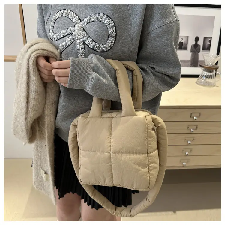 Pink Cotton Padded Shoulder Bag for Women 2024 — feature 30