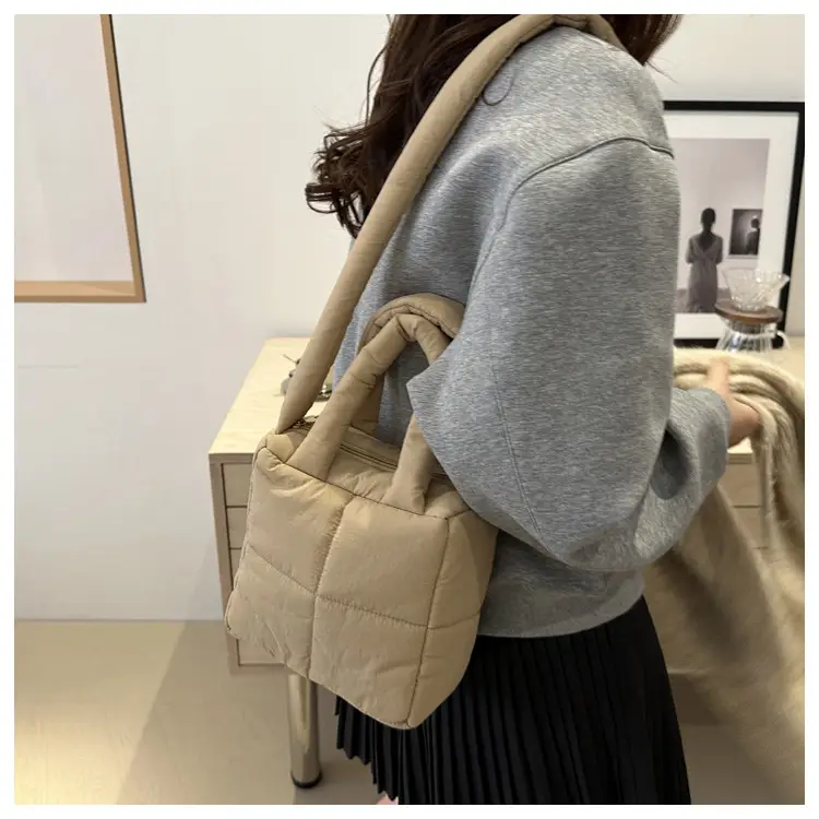 Pink Cotton Padded Shoulder Bag for Women 2024 — feature 31