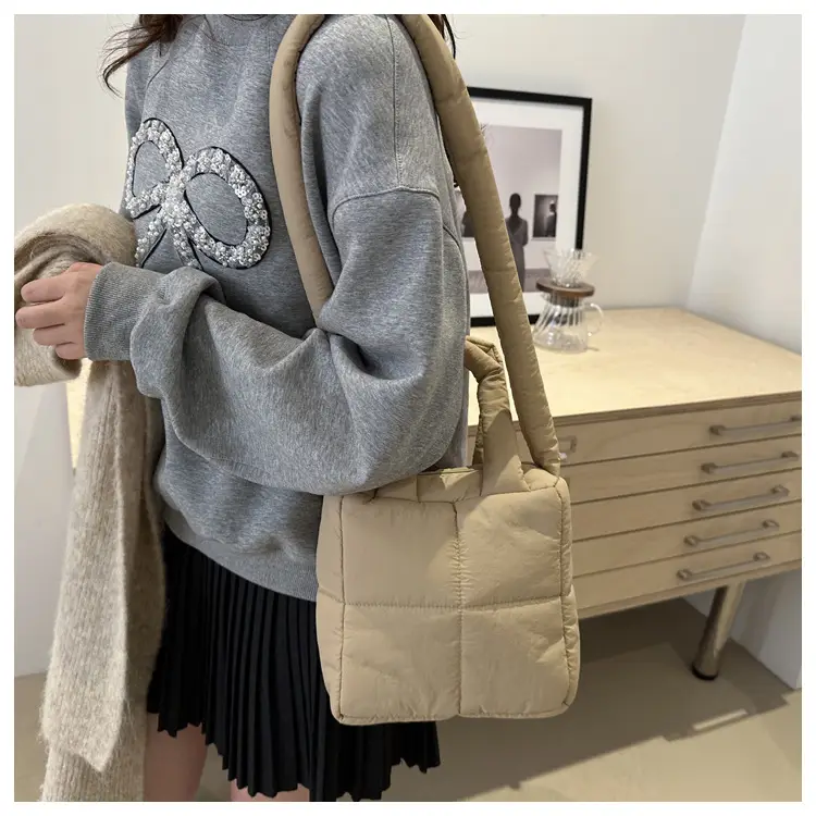 Pink Cotton Padded Shoulder Bag for Women 2024 — feature 32