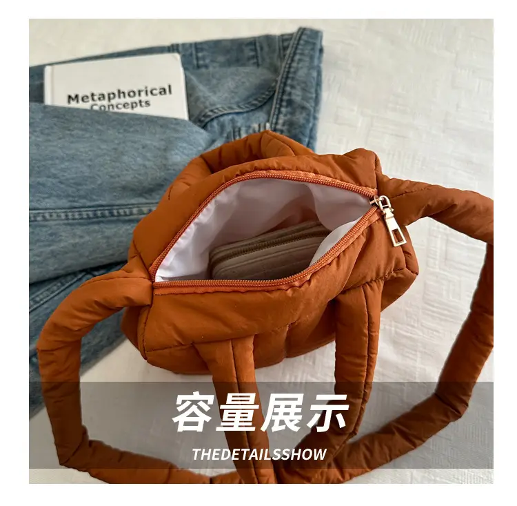 Pink Cotton Padded Shoulder Bag for Women 2024 — feature 6